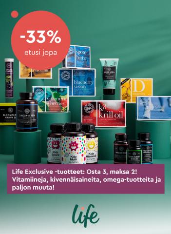 Terveys ja Optiikka tarjousta, Tampere | Life Exclusive -tuotteet: osta 3 maksa 2 de Life | 1.7.2022 - 3.7.2022