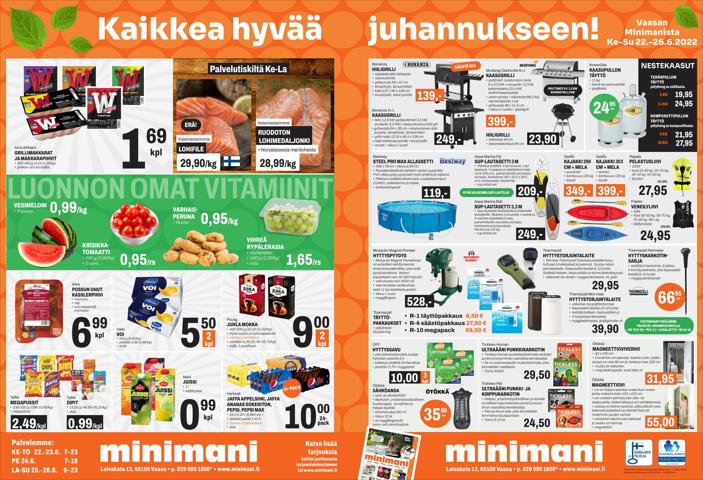 Minimani -luettelo, Vaasa | Minimani tarjoukset | 22.6.2022 - 26.6.2022