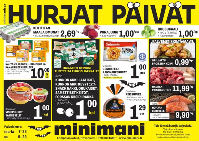 Minimani -luettelo, Rovaniemi | Minimani tarjoukset | 3.10.2022 - 9.10.2022
