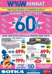 Koti ja Huonekalut tarjousta, Vantaa | Kaikki tuotteet -60% de Sotka | 20.3.2023 - 21.3.2023