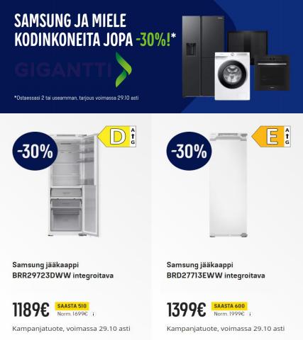 Gigantti -luettelo, Hyvinkää | Valikoima Samsung ja Miele-kodinkoneita jopa -30%! | 3.10.2023 - 29.10.2023