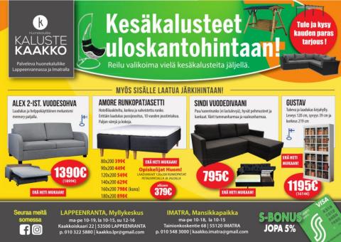 Kaluste Kaakko -luettelo | Elokuisia tarjouksia Kaakosta! | 31.8.2023 - 29.9.2023