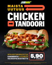 Subway -luettelo, Espoo | Uusi Chicken Tandoori Subi | 13.4.2022 - 16.5.2022
