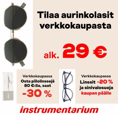 Instrumentarium -luettelo, Tampere | Aurinkolasit alk. 29 € | 1.9.2022 - 25.9.2022