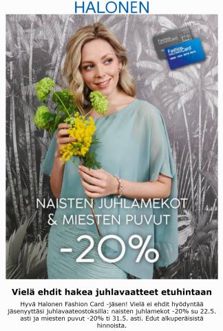 Vaatteet ja Kengät tarjousta, Järvenpää | Älä myöhästy juhlista! de Halonen | 23.5.2022 - 31.5.2022