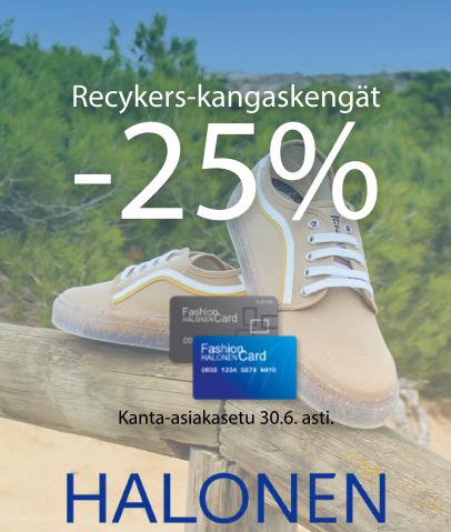 Halonen -luettelo, Espoo | Recykers-kangaskengät -25% | 13.6.2022 - 30.6.2022