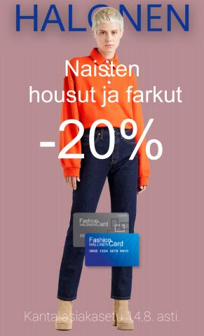 Vaatteet ja Kengät tarjousta, Jyväskylä | Naisten  housut ja farkut  -20% de Halonen | 1.8.2022 - 14.8.2022