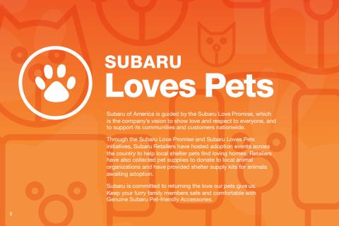 Subaru -luettelo | Subaru Pet Friendly Accessories 2022 | 18.1.2022 - 31.12.2022