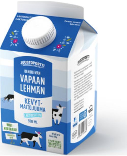 Juustoportti Uht Laktoositon 0,5l Vapaan Lehmän Kevytmaitojuoma -tarjous hintaan 0,49€