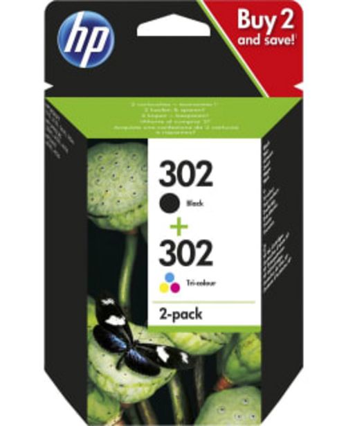 Hp 302 Tri-color 2-pack Mustepatruuna -tarjous hintaan 39,9€
