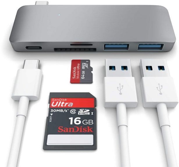 Satechi USB-C Pass Through -USB Hub -adapteri, space gray -tarjous hintaan 44,9€