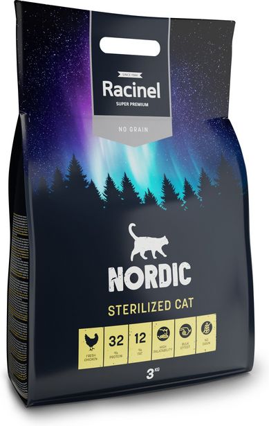 Racinel Nordic Sterilized Cat -kissanruoka, 3 kg -tarjous hintaan 19,9€