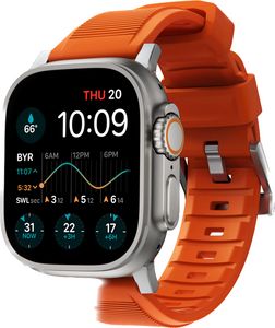 Nomad Rugged Strap -ranneke, Apple Watch 49 / 45 / 44 / 42 mm, oranssi / hopea tuote hintaan 74,99€ liikkeestä Verkkokauppa