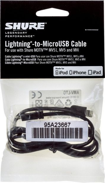 Shure Lightning - MicroUSB -kaapeli, 1m -tarjous hintaan 31,99€