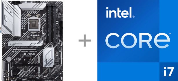 Intel Core i7-11700K prosessori ja Asus PRIME Z590-P emolevy tuotepaketti -tarjous hintaan 569,9€