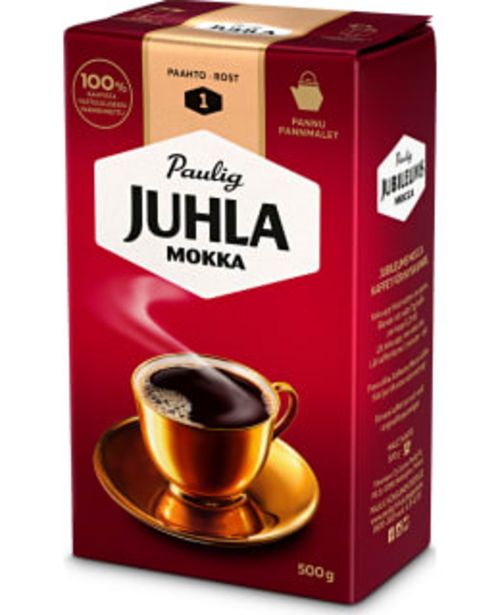 Paulig Juhla Mokka 500g Kahvi Pannujauhatus -tarjous hintaan 4,99€