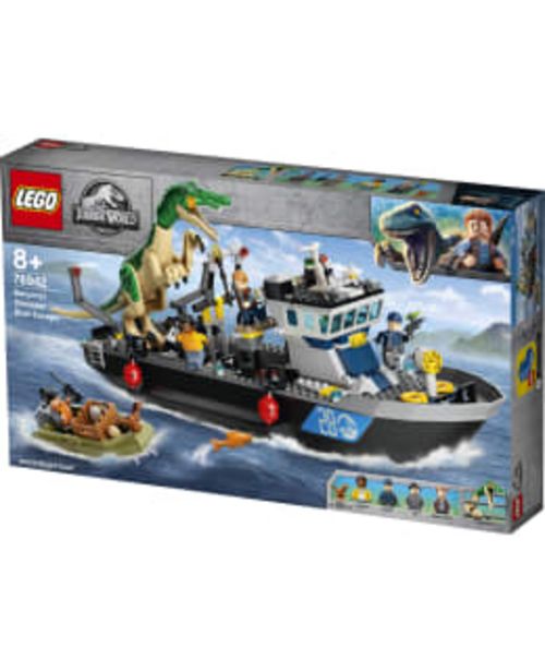 Lego Jurassic World 76942 Baryonyx-dinosauruksen Pako Laivalla -tarjous hintaan 74,9€