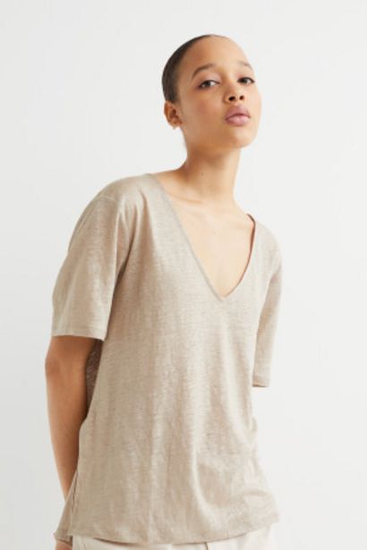 Pellavatrikoinen T-paita tuote hintaan 4,99€ liikkeestä H&M