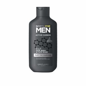 North For Men Active Carbon 3-in-1 -hiusten, vartalon ja kasvojen pesuaine tuote hintaan 13,5€ liikkeestä Oriflame