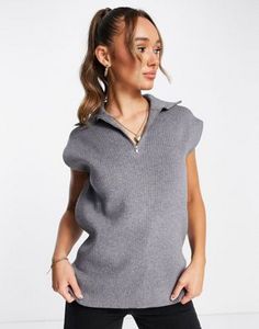 4th & Reckless zip detail knitted top in grey tuote hintaan 28,8€ liikkeestä Asos