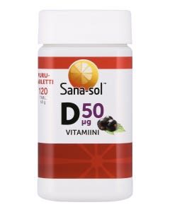 Sana-sol D-vitamiini ravintolisä purutabletti 50µg 120tabl tuote hintaan 7,9€ liikkeestä Puuilo
