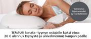 TEMPUR Sonata -tyynyn ostajalle kaksi etua: 20 € alennus ja univalmennus kaupan päälle -tarjous hintaan 